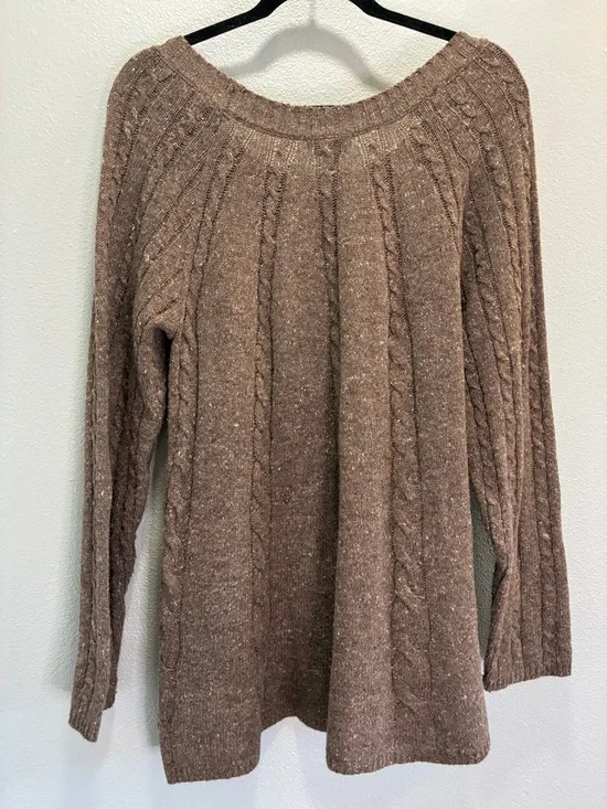 Great Northwest Clothing Co. Brown Scoop Neck Textured Fall Pullover Women’s L - Picture 4 of 5